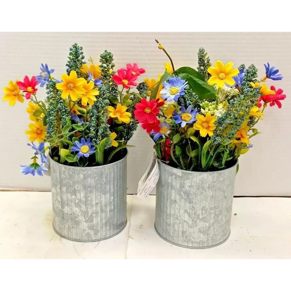 Ashland Artificial Faux Plants Tabletop Centerpiece with 2 Pack Potted Decor